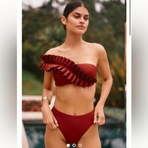 NWT Andrea Iyamah Liva High Waisted Bikini Bottoms in Chocolate, size M